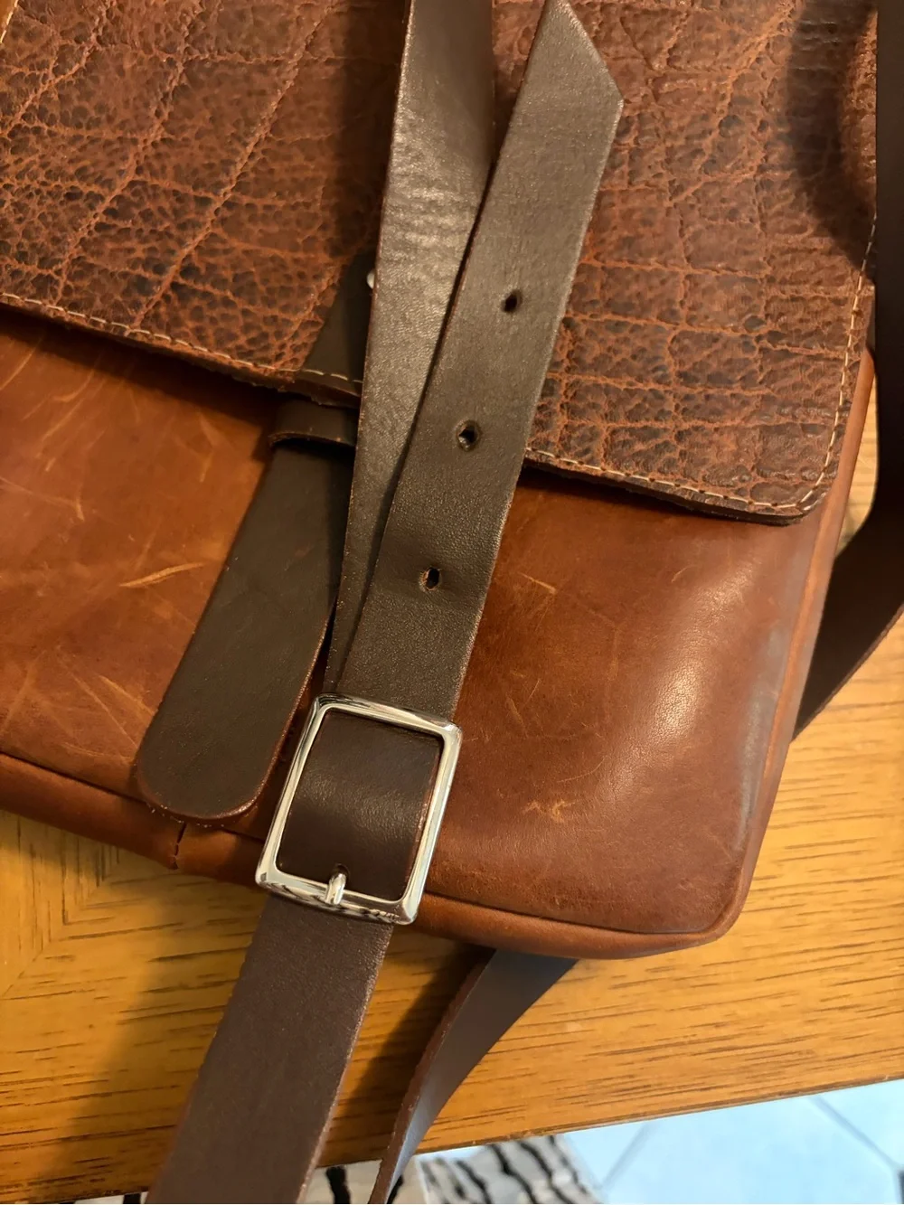 Brown handmade Leather Crossbody Bag